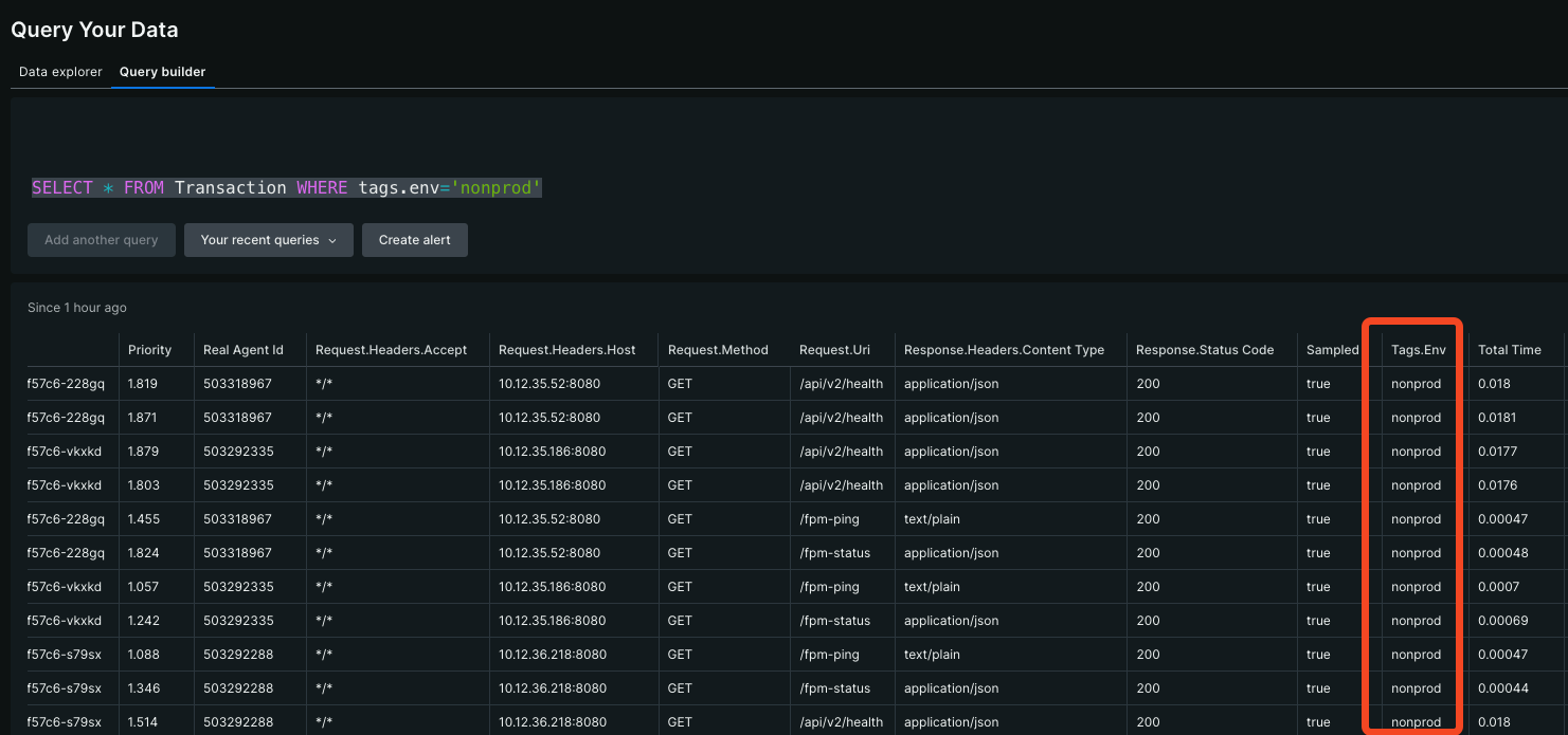 Hub Topic PHP APM logs in context add labels